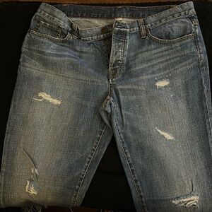 Ann Taylor Loft, distressed, straight leg, denim, boyfriend fit, size 12